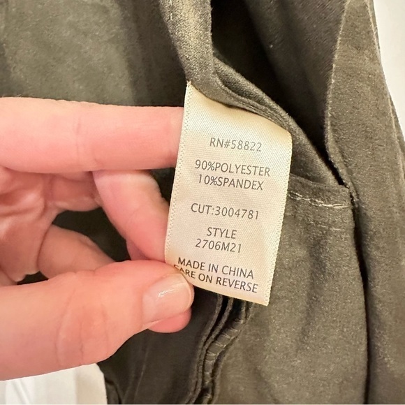 NWT Max Studio olive green faux suede open front relaxed jacket size L - Picture 5 of 10